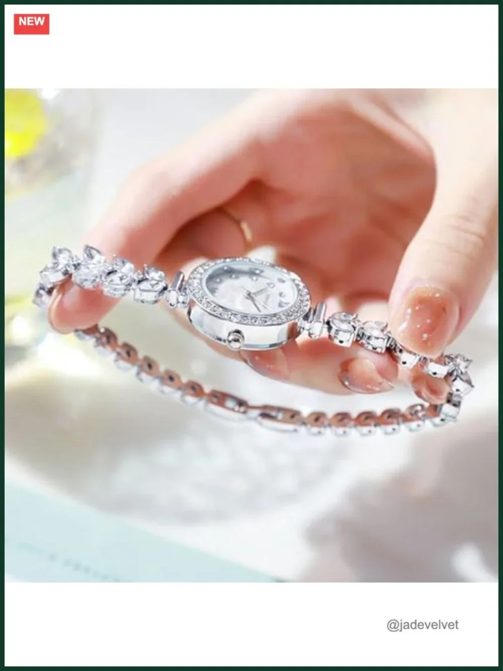 Women's Quartz Bracelet Watch with Petal Adjustable Band Alloy Steel